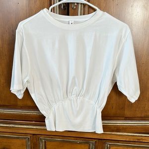 Lululemon white short sleeve shirt with cinched waste, like new